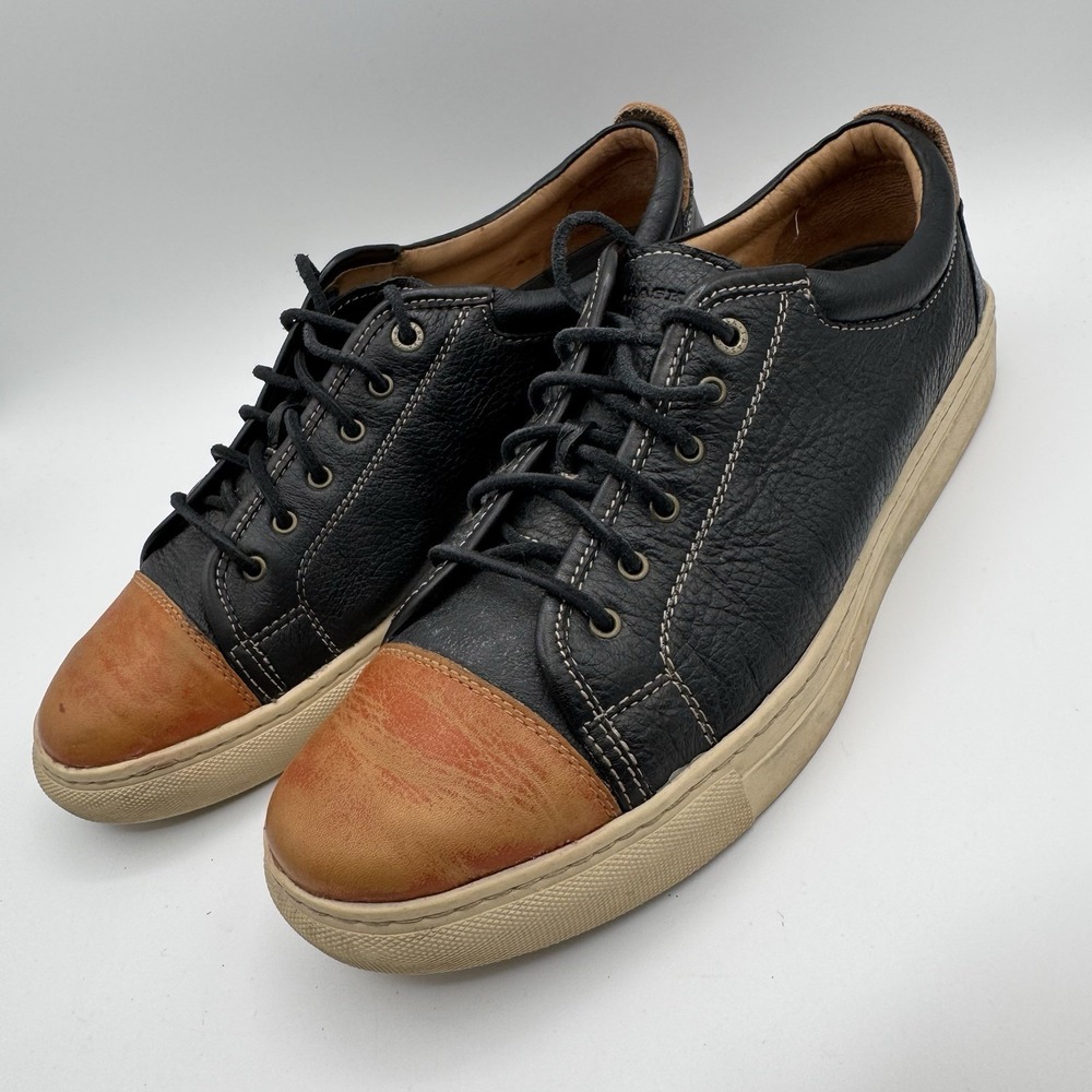 Trask Beck Vintage Leather Shoes‎ Black Brown Toe Mens 11M Lace Up Preppy Casual